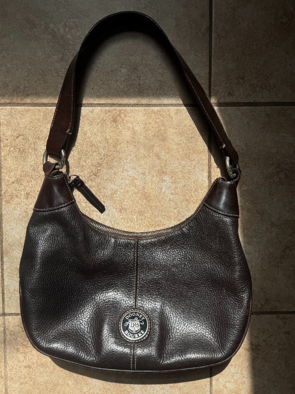 Vintage 90s Dooney and Bourke Dark Brown hobo all weather leather bag